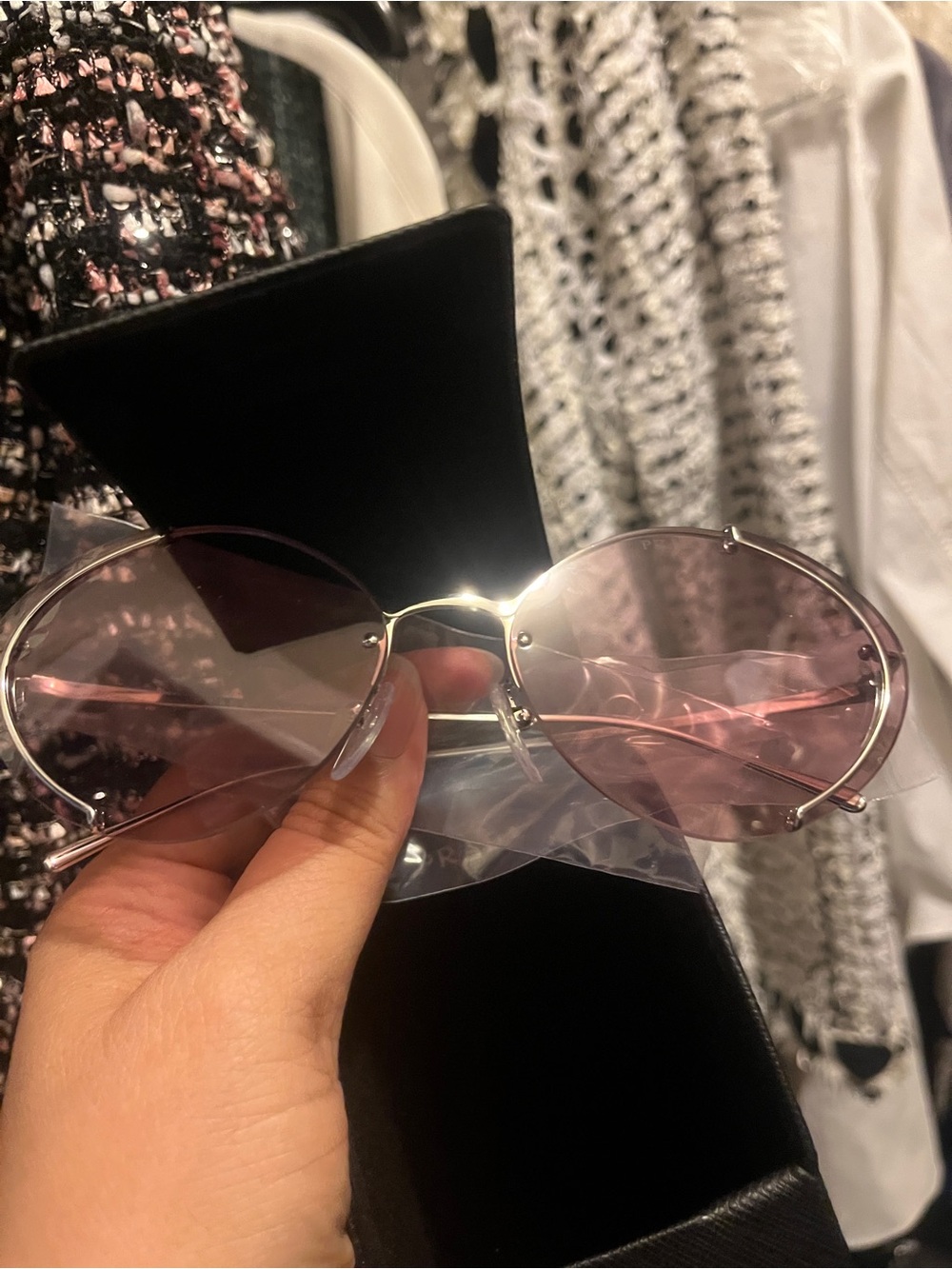 Prada Rose Hibiscus Oval Sunglasses 63 mm NIB